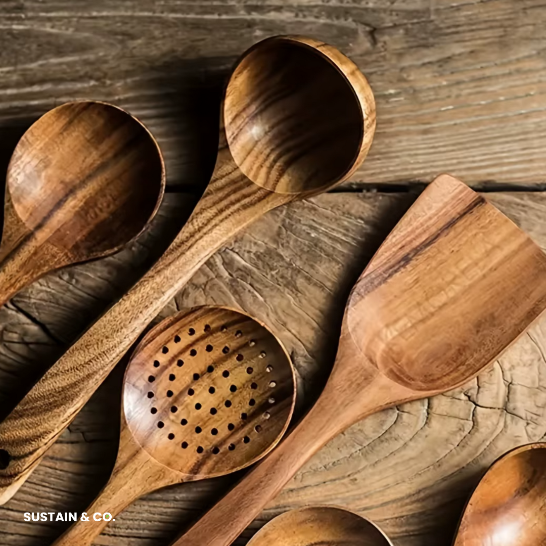 TeakCraft Wooden 7 Piece Utensil Set - 50% OFF