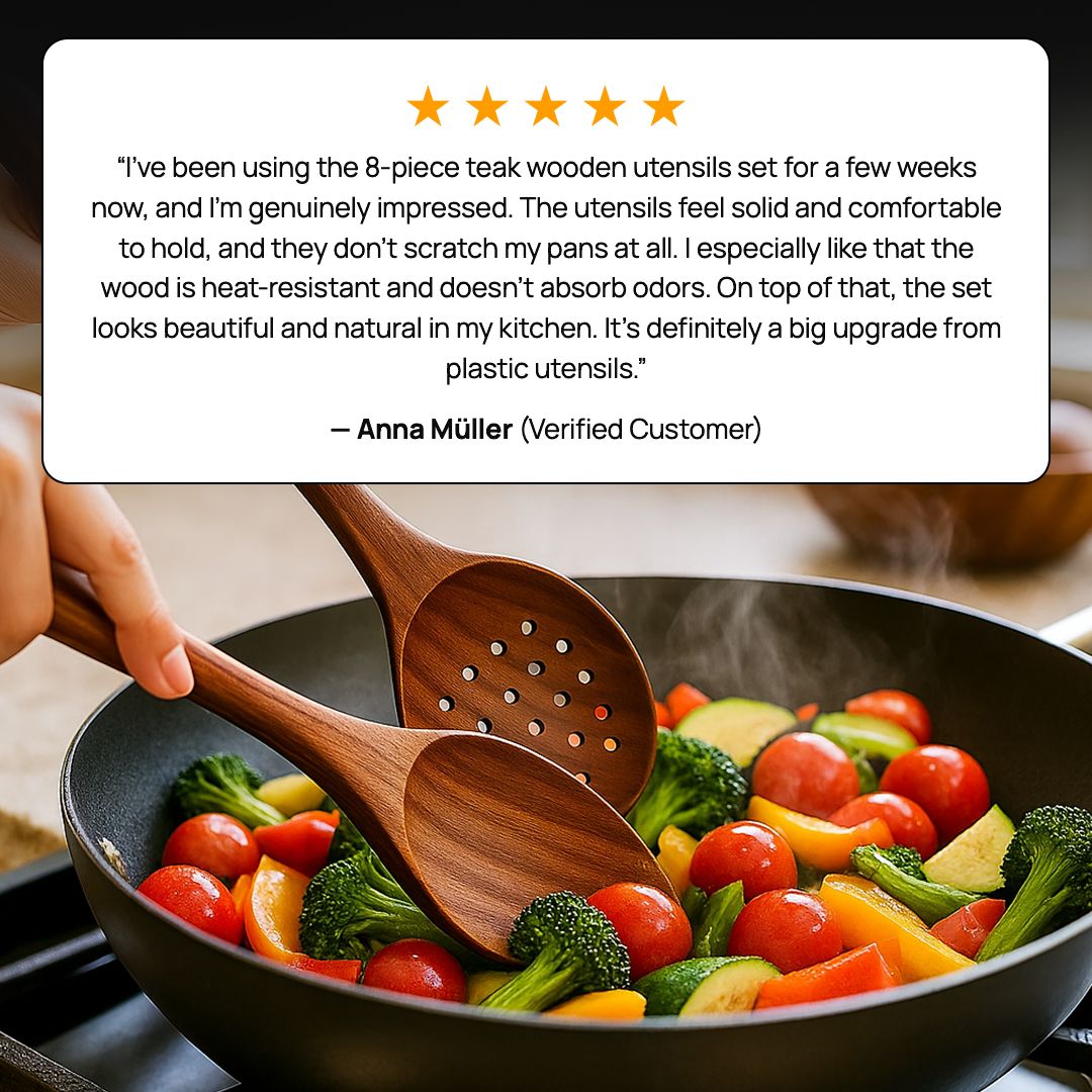 TeakCraft Wooden 7 Piece Utensil Set - 50% OFF