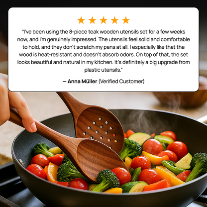 TeakCraft Wooden 7 Piece Utensil Set - 50% OFF